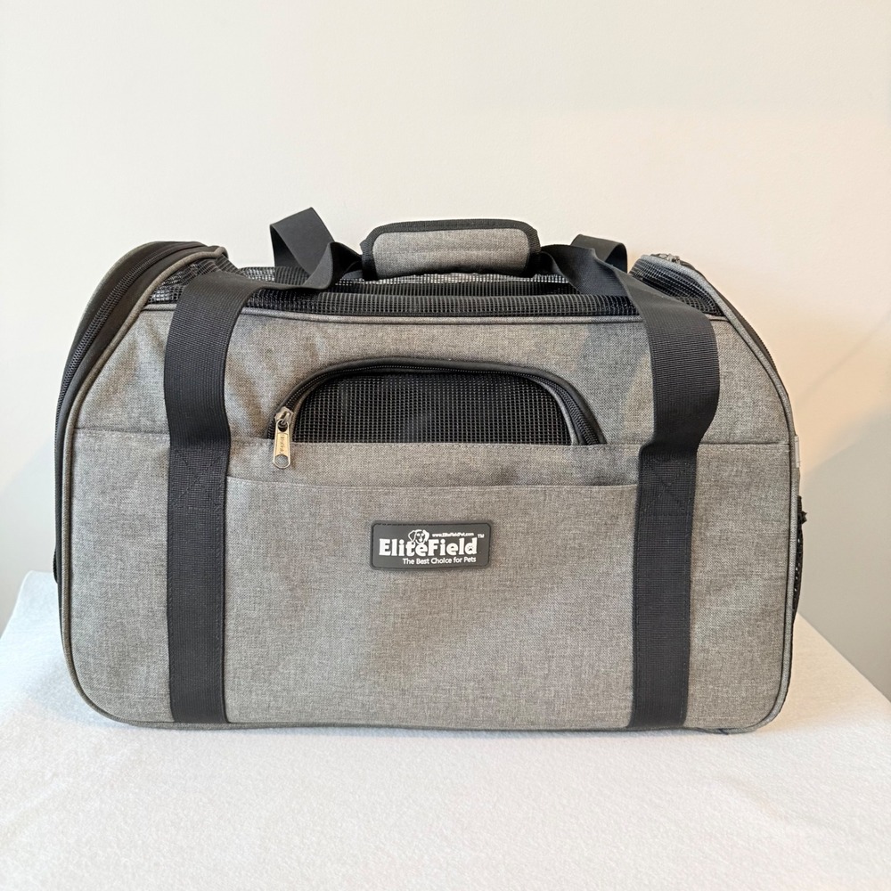 EliteField Soft Sided Pet Carrier Airline Approved Dog Cat Travel‎ Bag Gray
